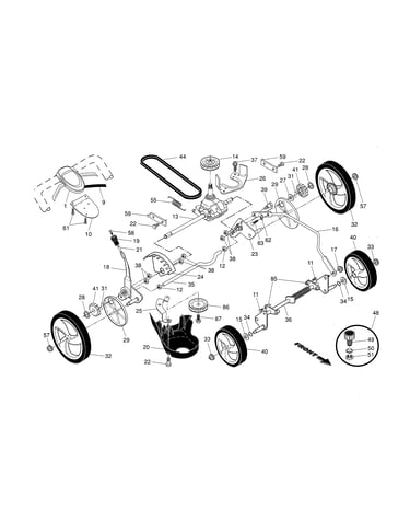 Drive control/gear case/wheels