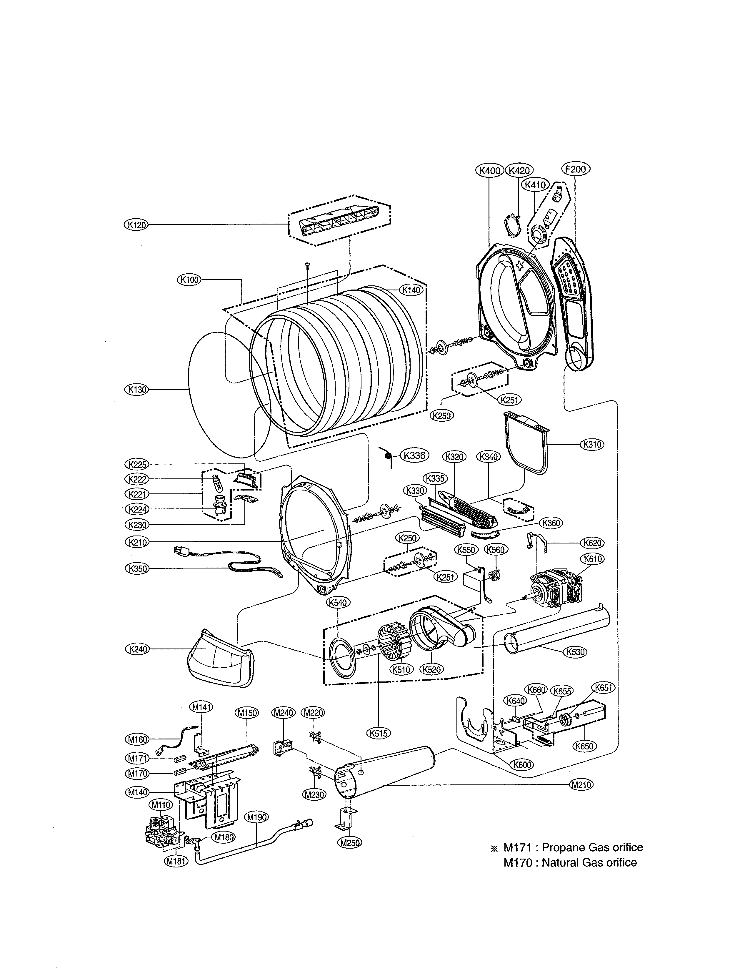 DRUM & MOTOR ASSY: GAS TYPE