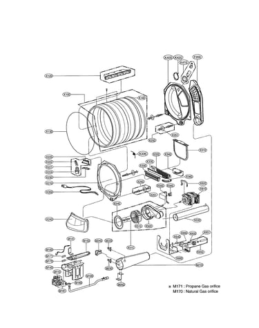 Drum & motor assy: gas type