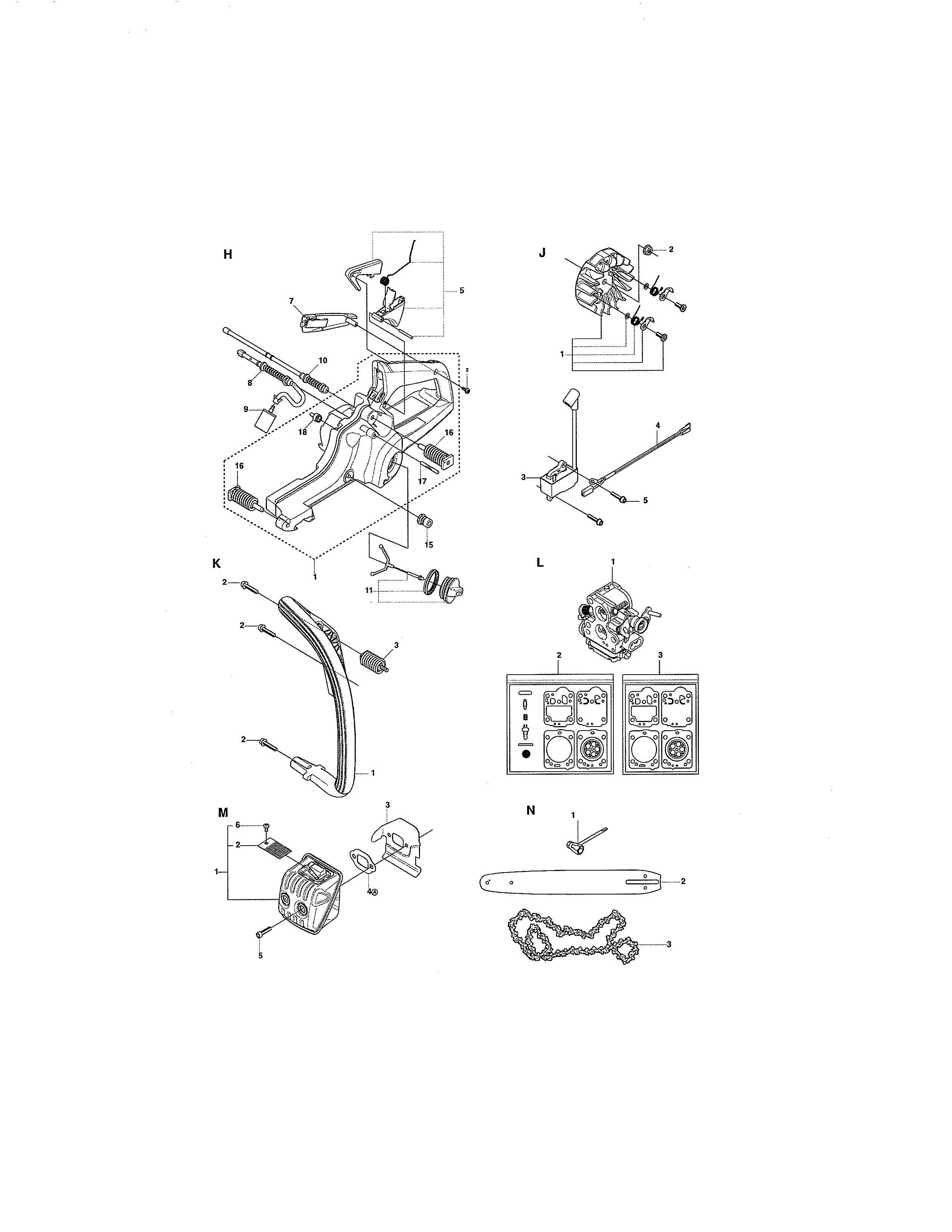 Fuel tank/handle/muffler