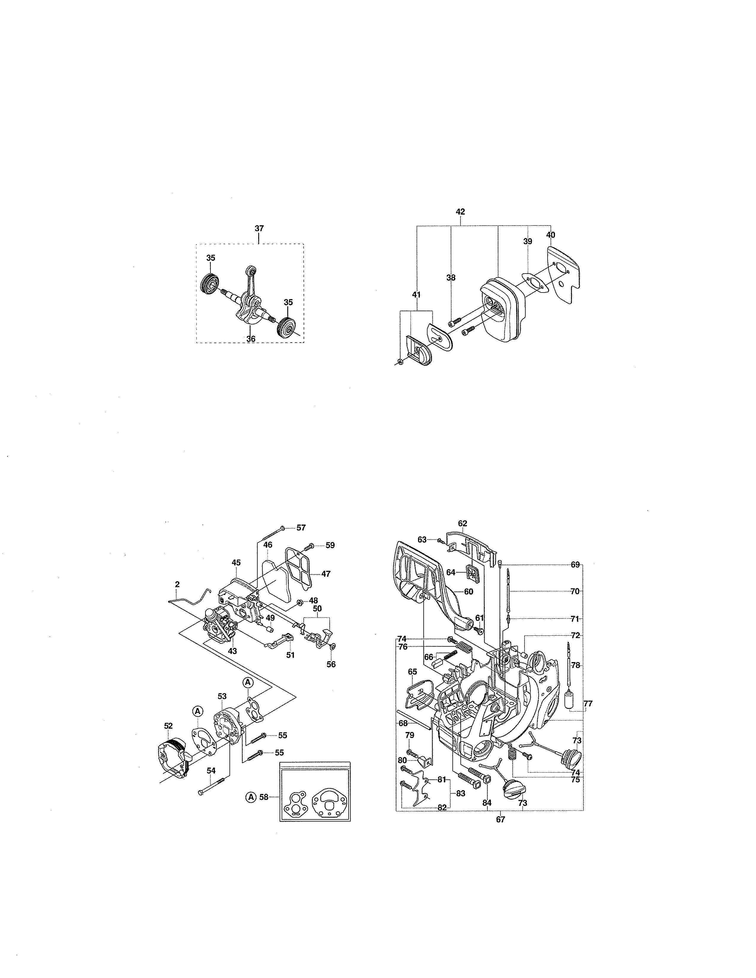 Muffler/crankshaft/chassis