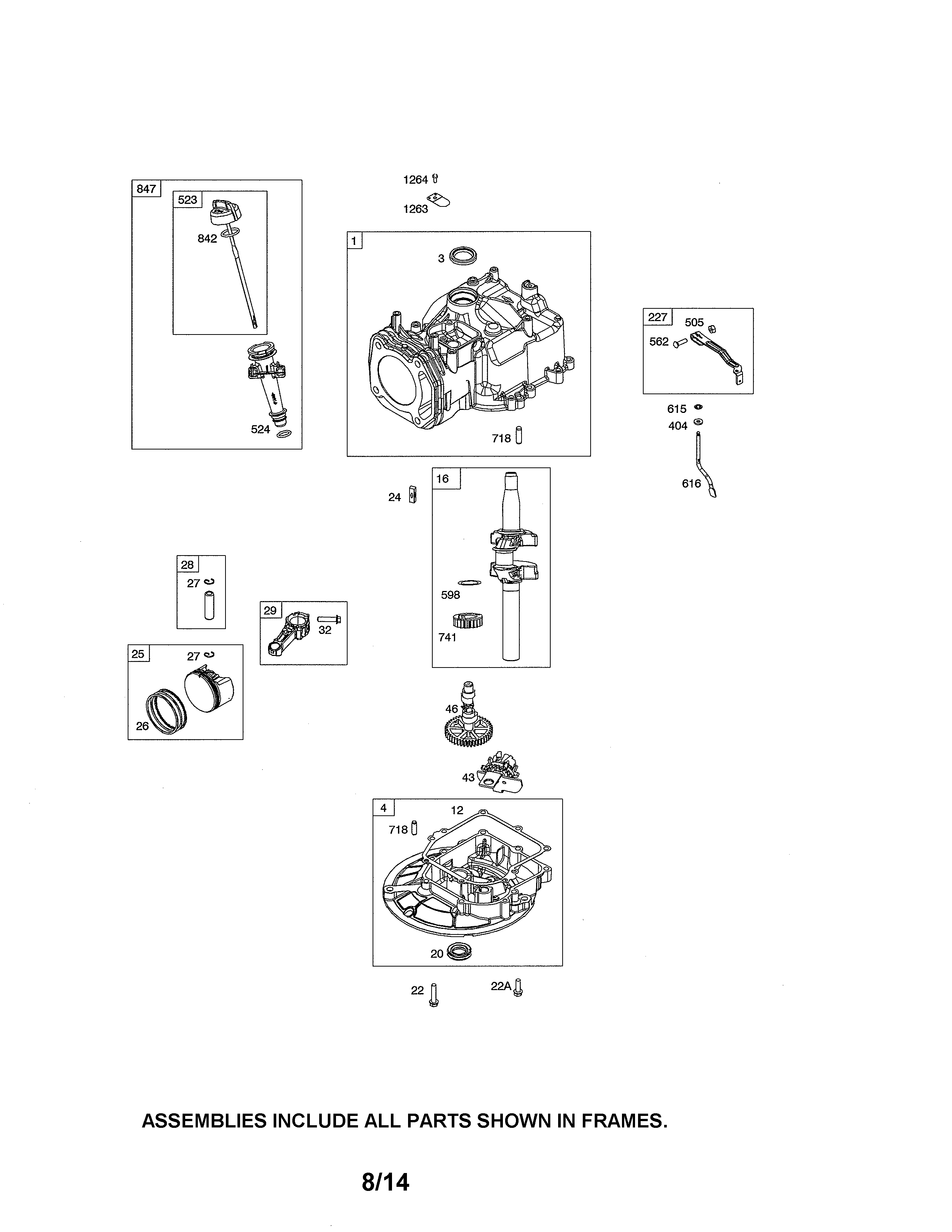 Cylinder/crankshaft/sump