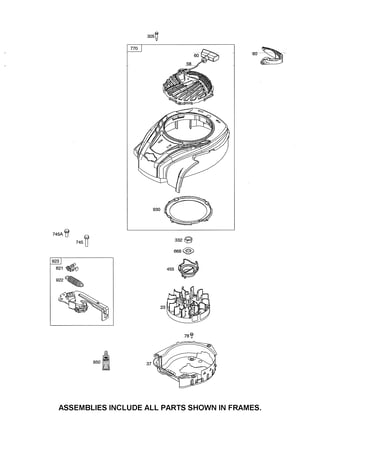 Rewind/blower housing/flywheel