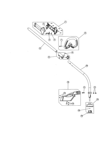 Handle/drive shaft/shield