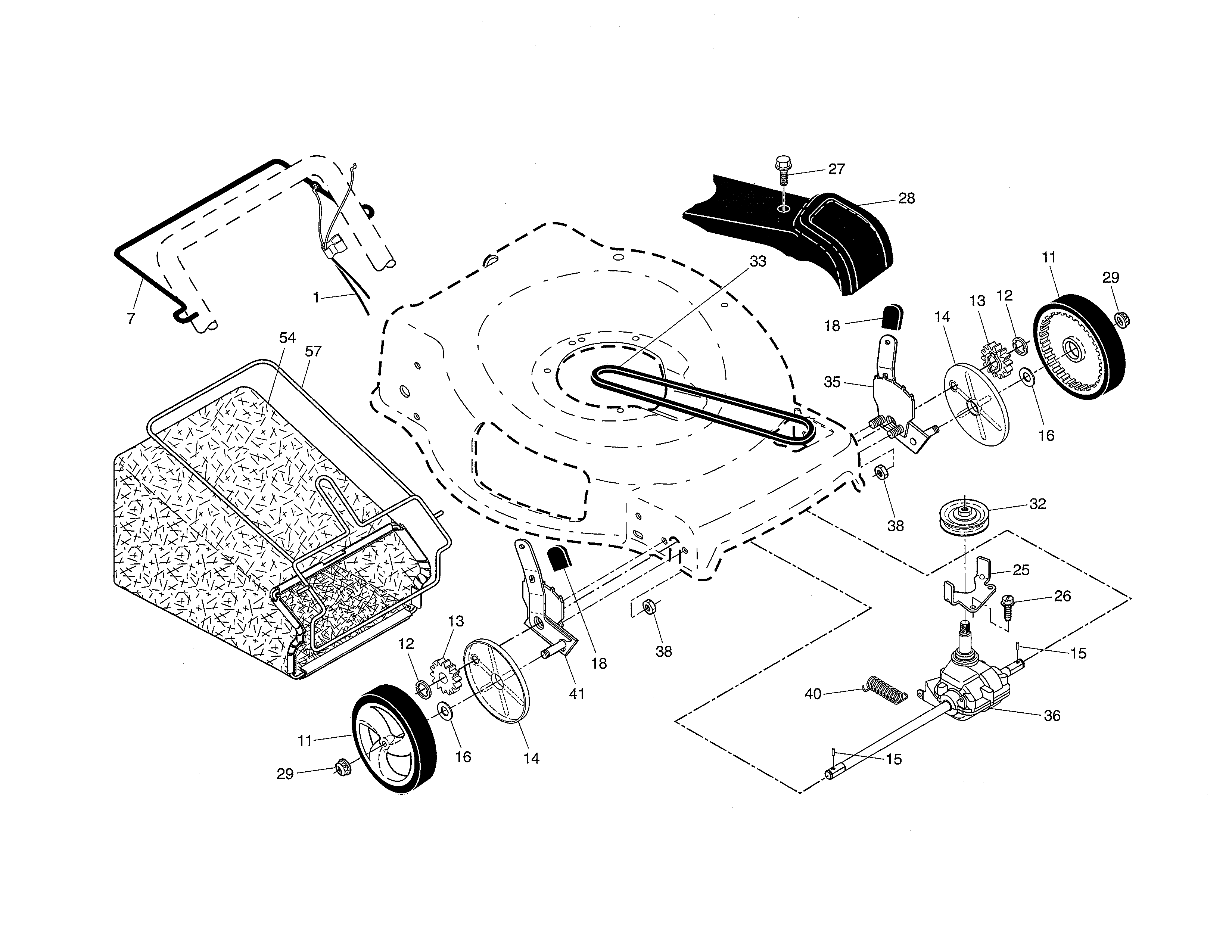 Drive control/gear case/wheels