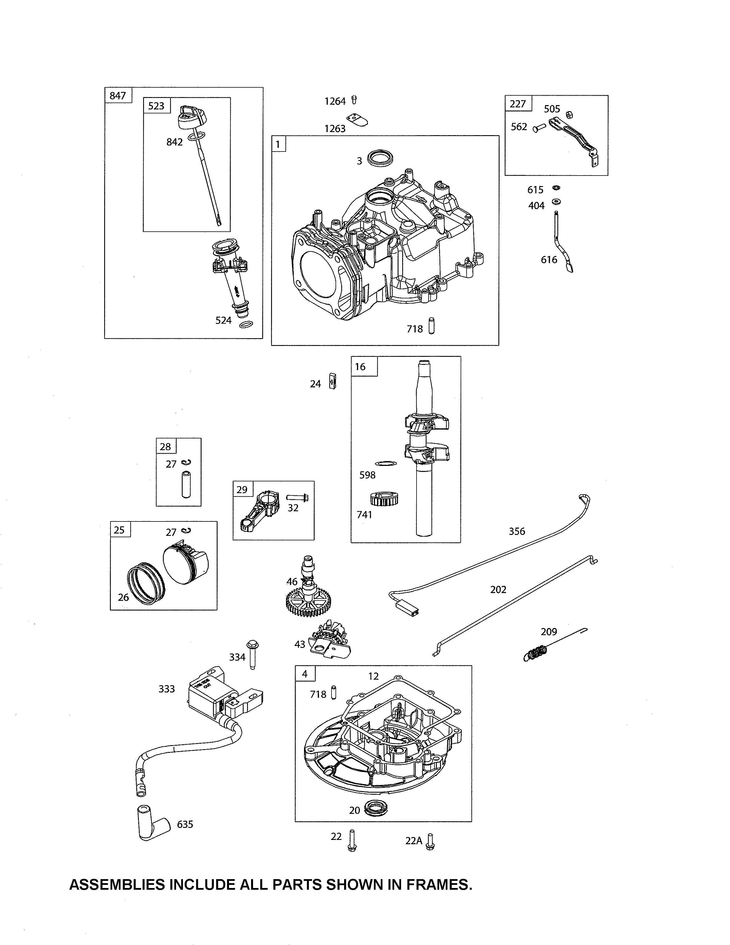 Cylinder/crankshaft/sump