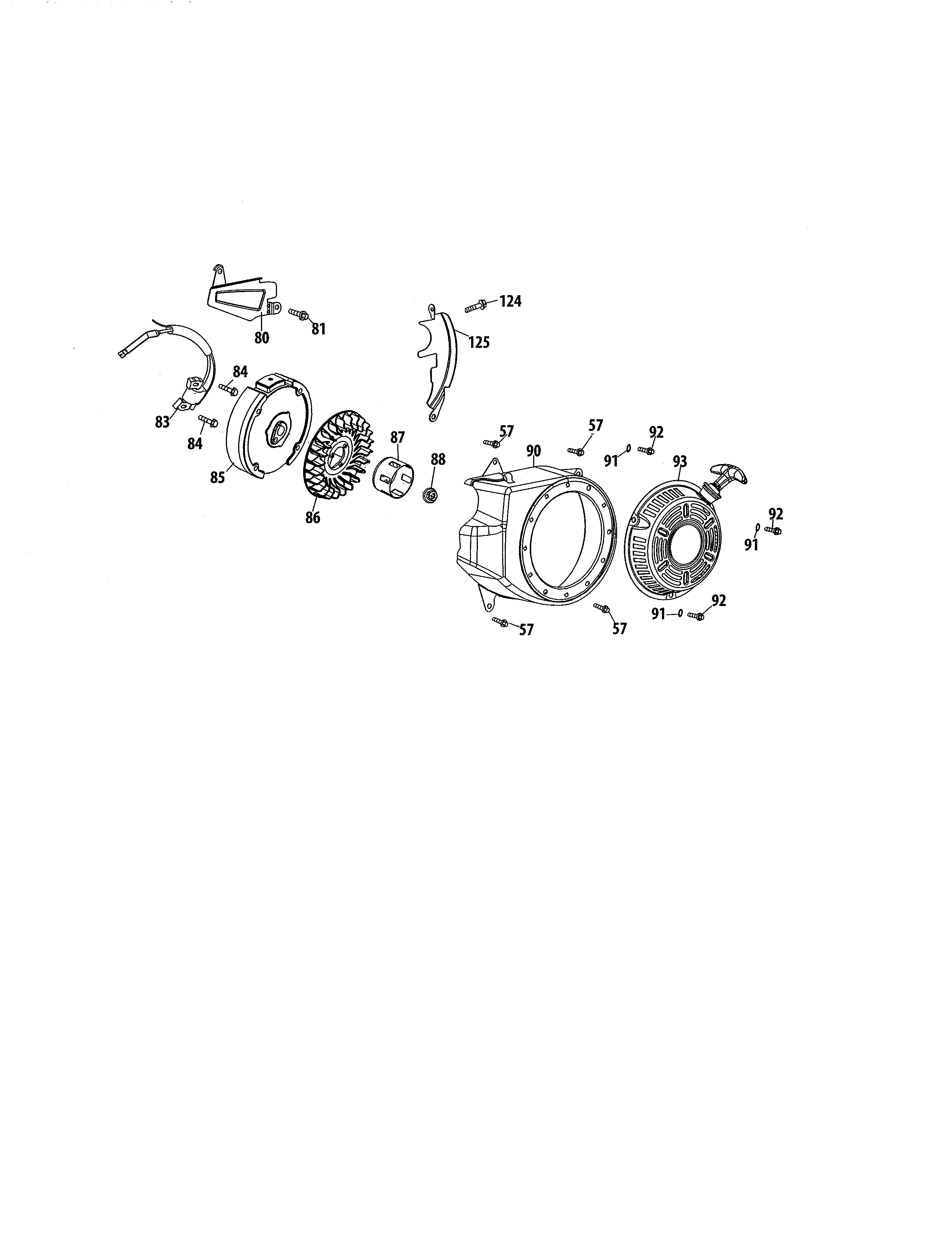 Blower housing/flywheel