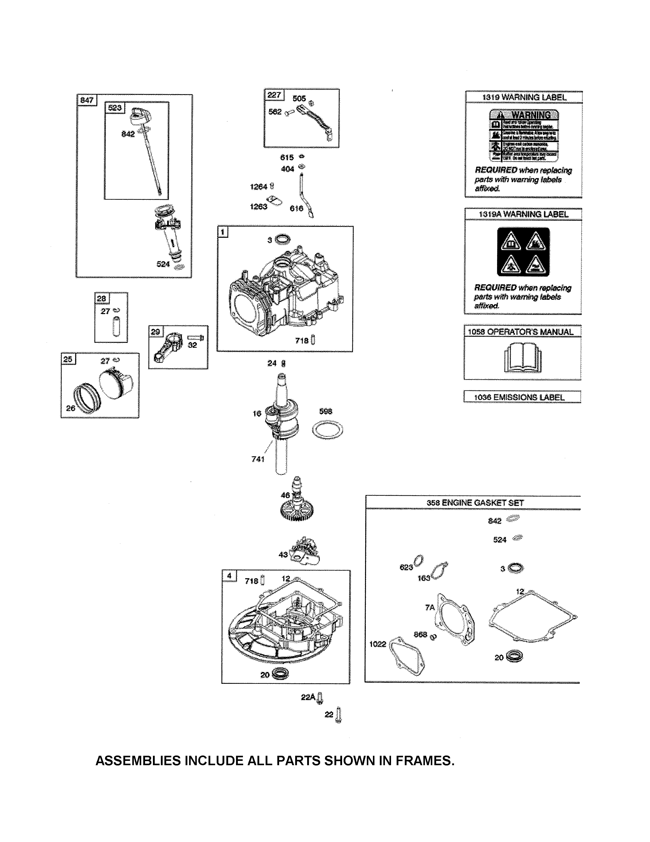 Crankshaft/cylinder/sump