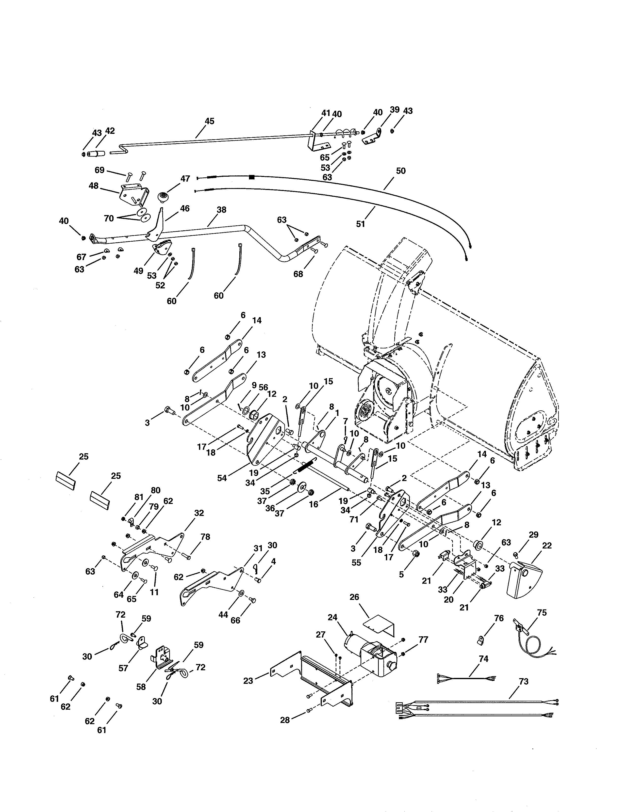 Chute crank rod/winch