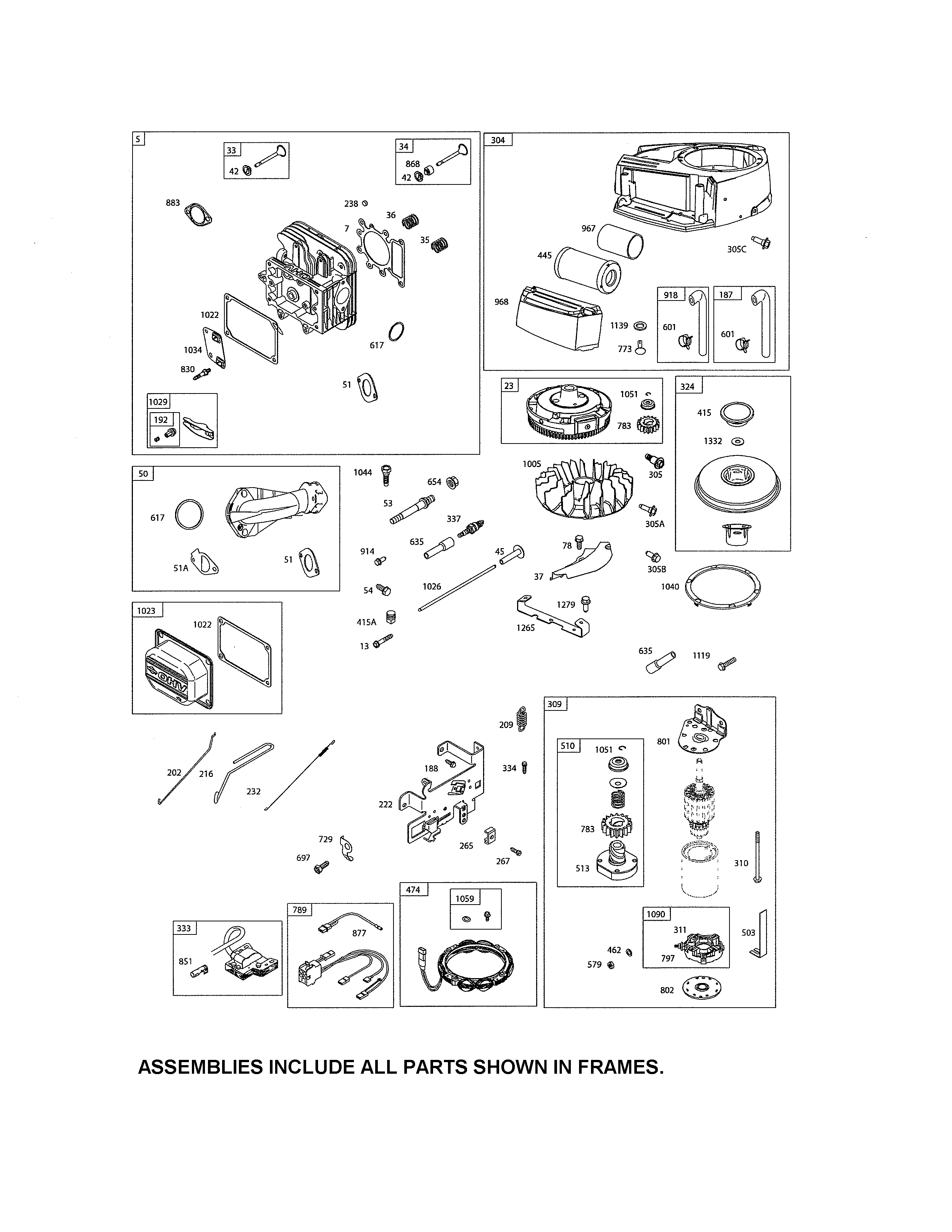 Head-cylinder/motor-starter/blower housing