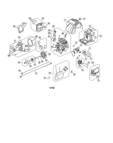 Short block/fuel tank/clutch cover