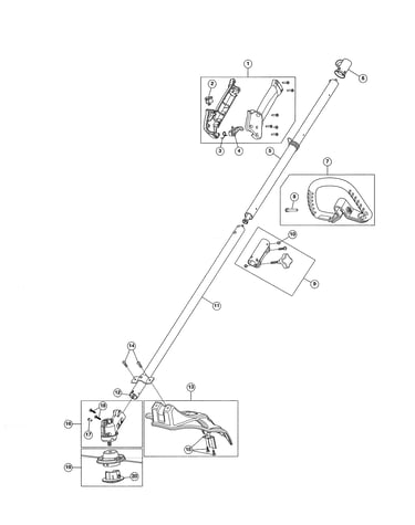 Drive shaft/throttle housing/shield