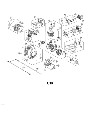 Short block/fuel tank/muffler