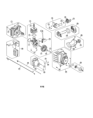 Short block/fuel tank/muffler