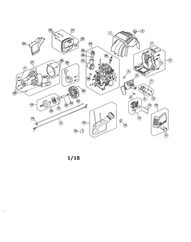 Short block/fuel tank/clutch cover