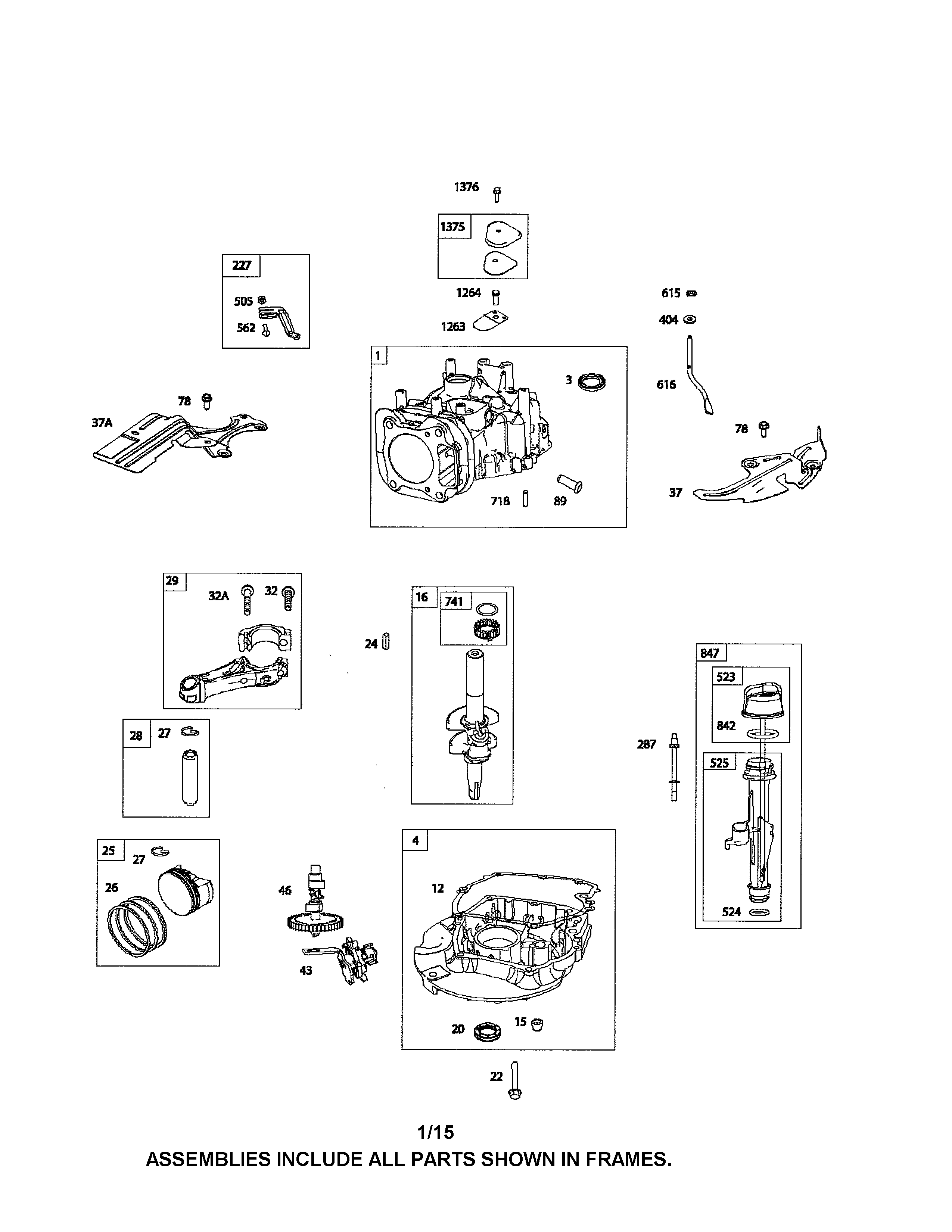 Cylinder/crankshaft/sump