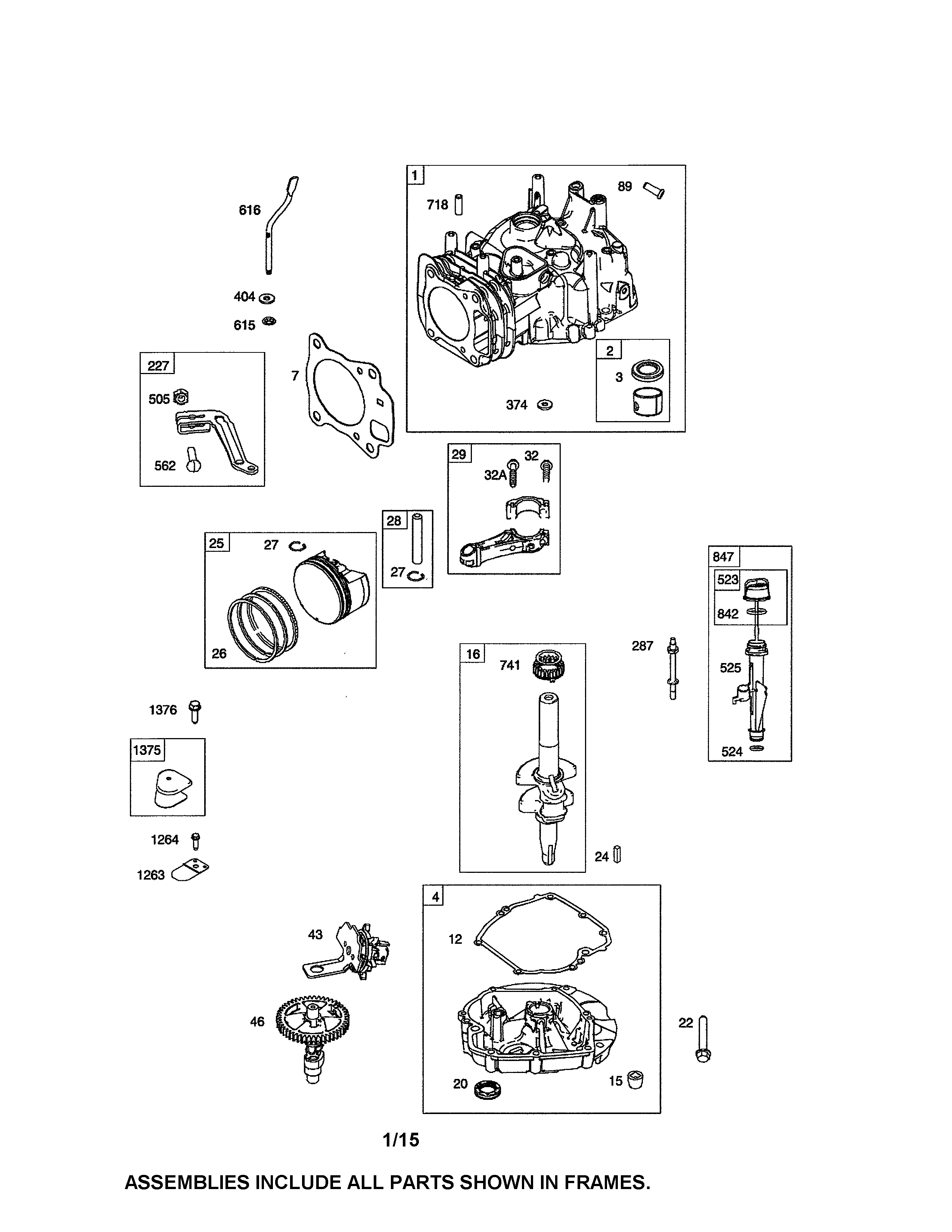 Cylinder/crankshaft/sump