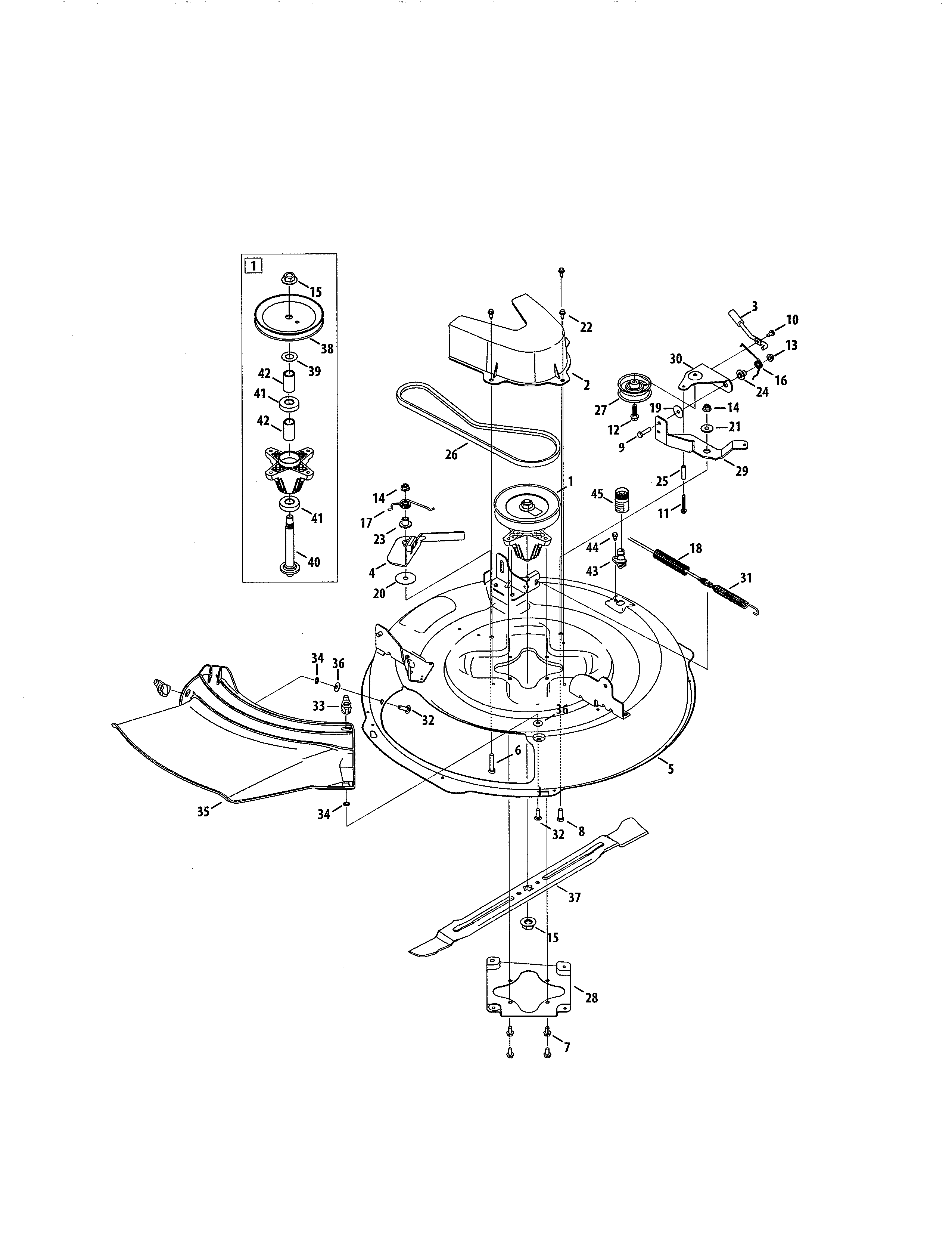 Deck/spindle pulley