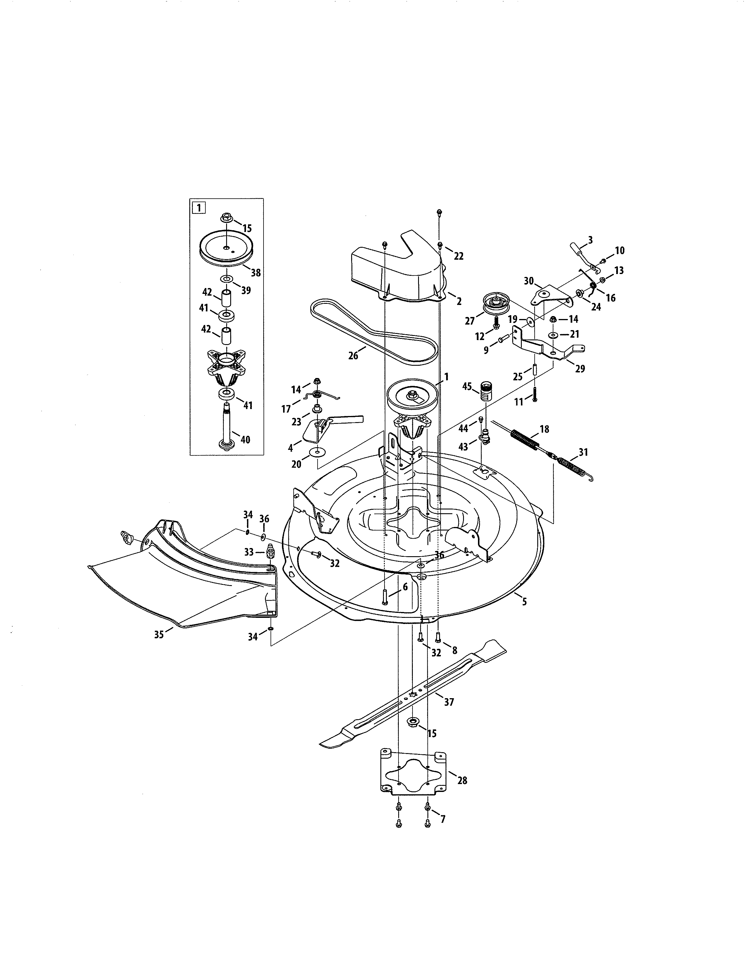Deck/spindle pulley