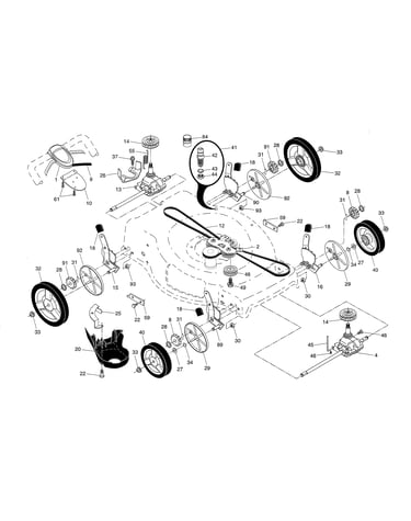 Drive control/gear case/wheels