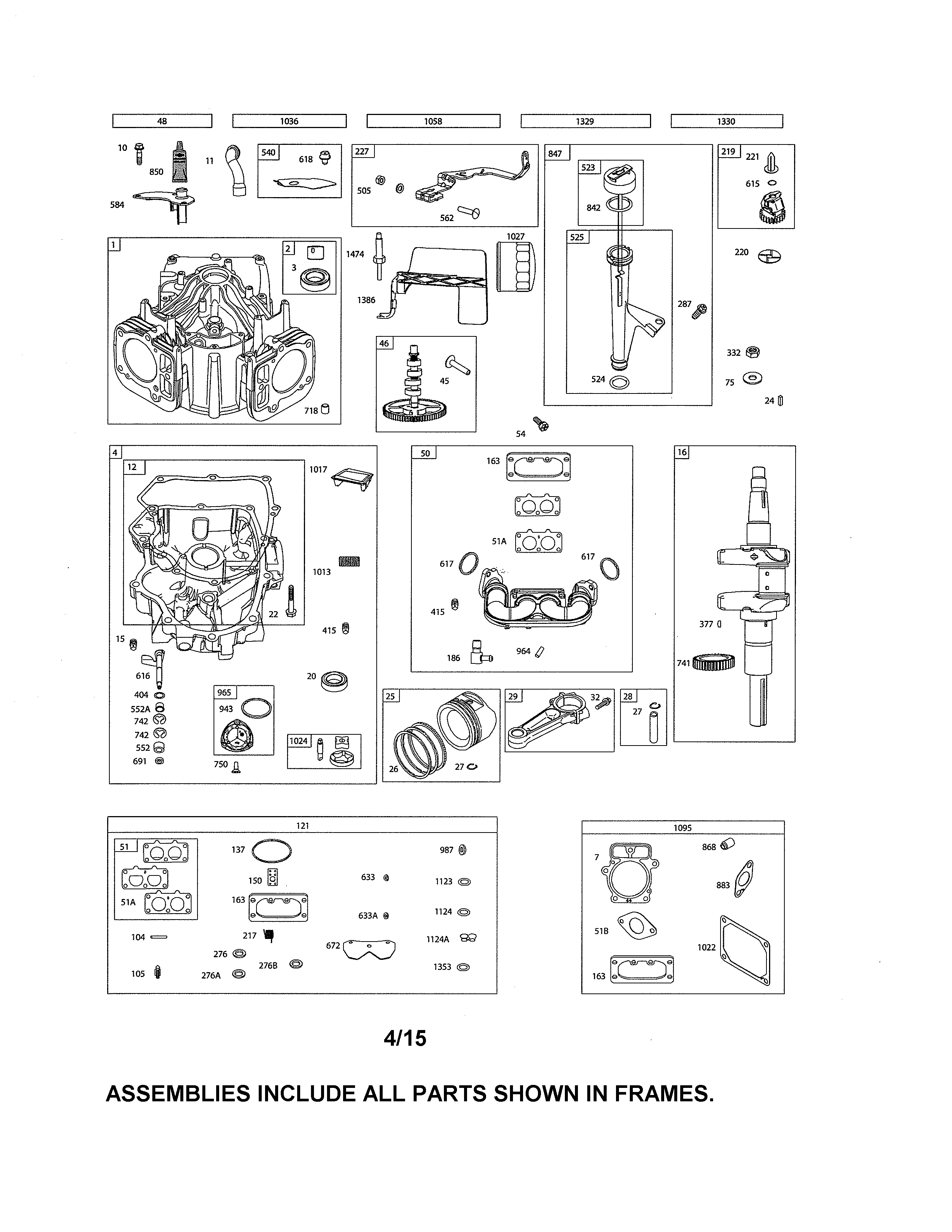 Cylinder/crankshaft/sump