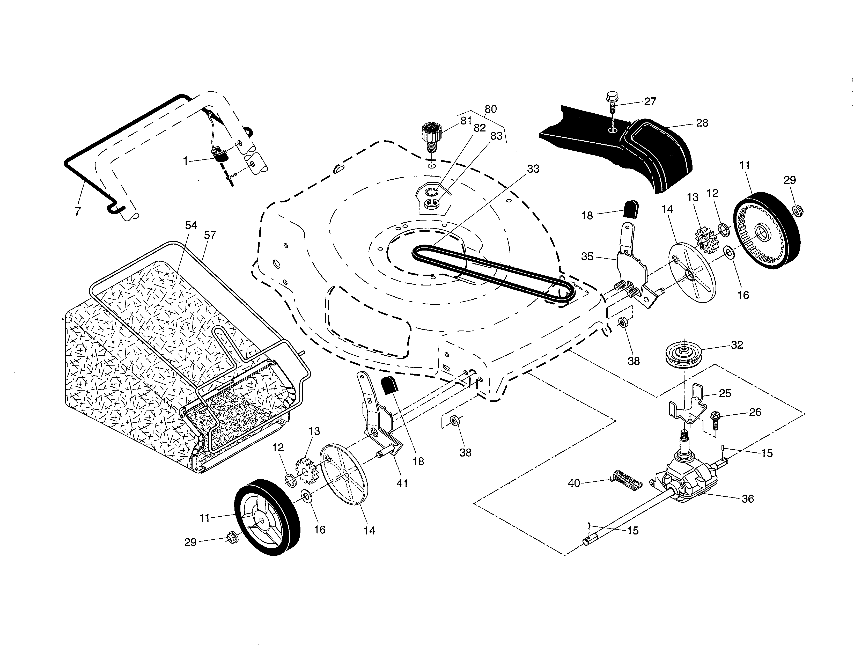 Drive control/gear case/wheels