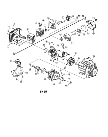 Muffler/fuel tank/air cleaner