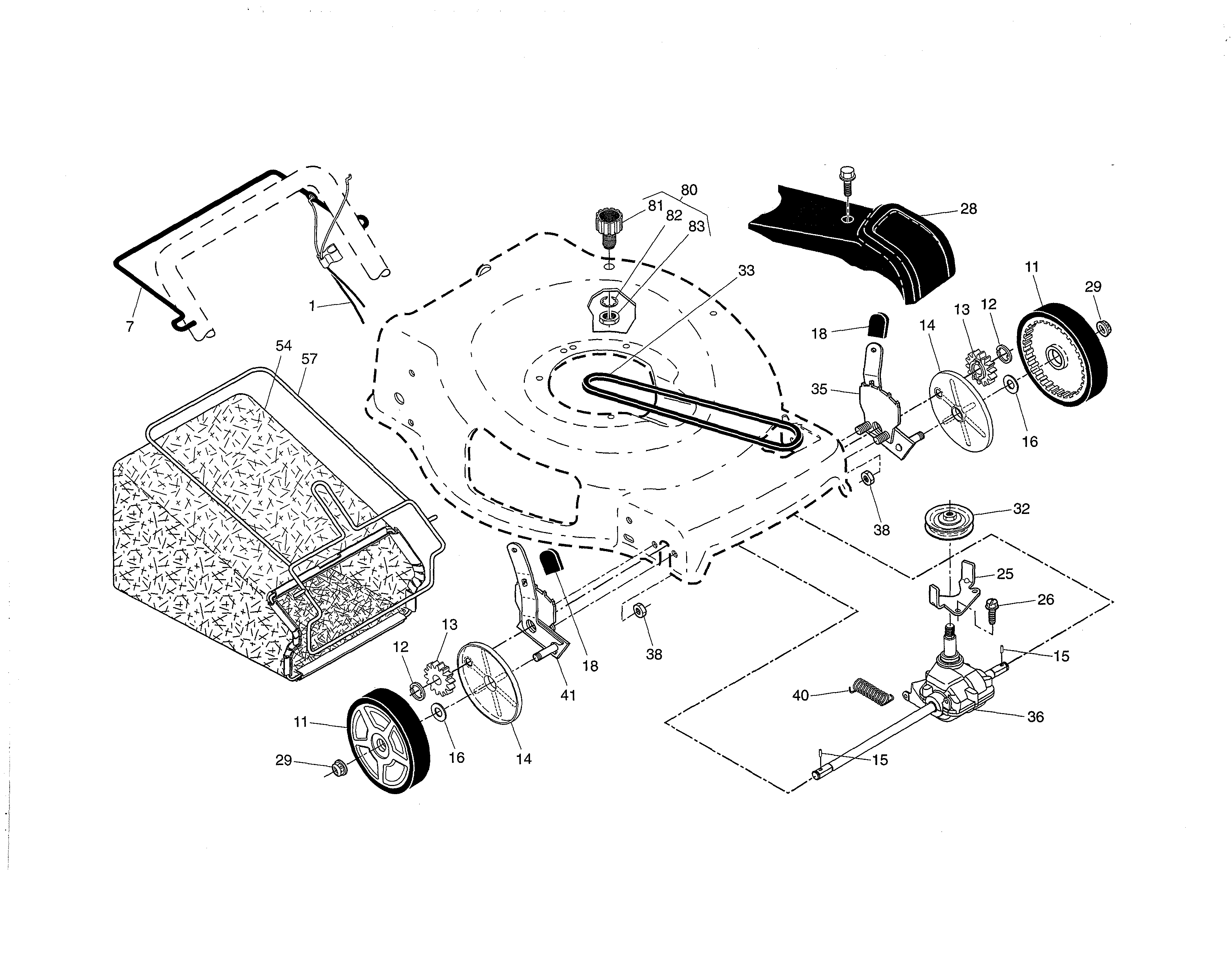 Drive control/gear case/wheels