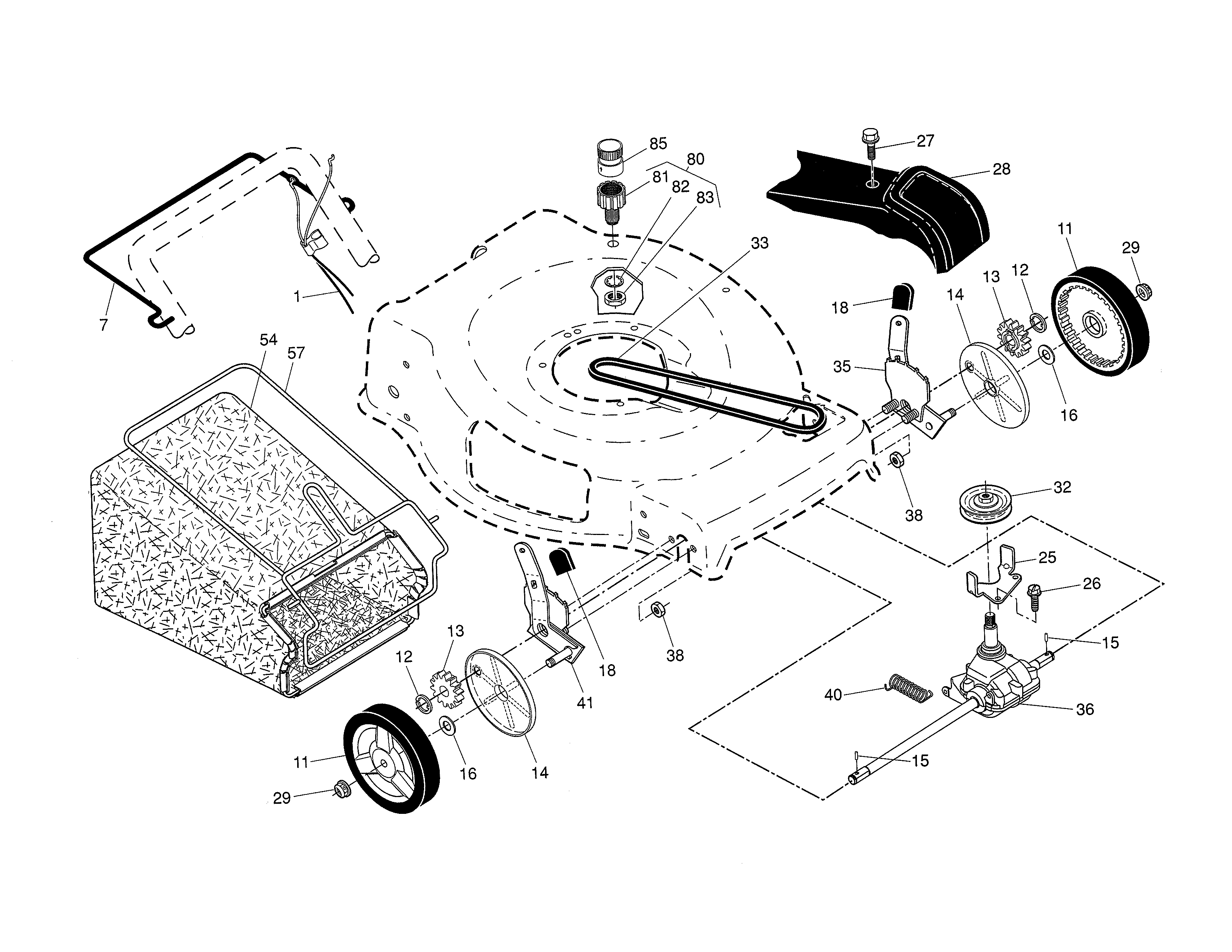 Drive control/gear case/wheels