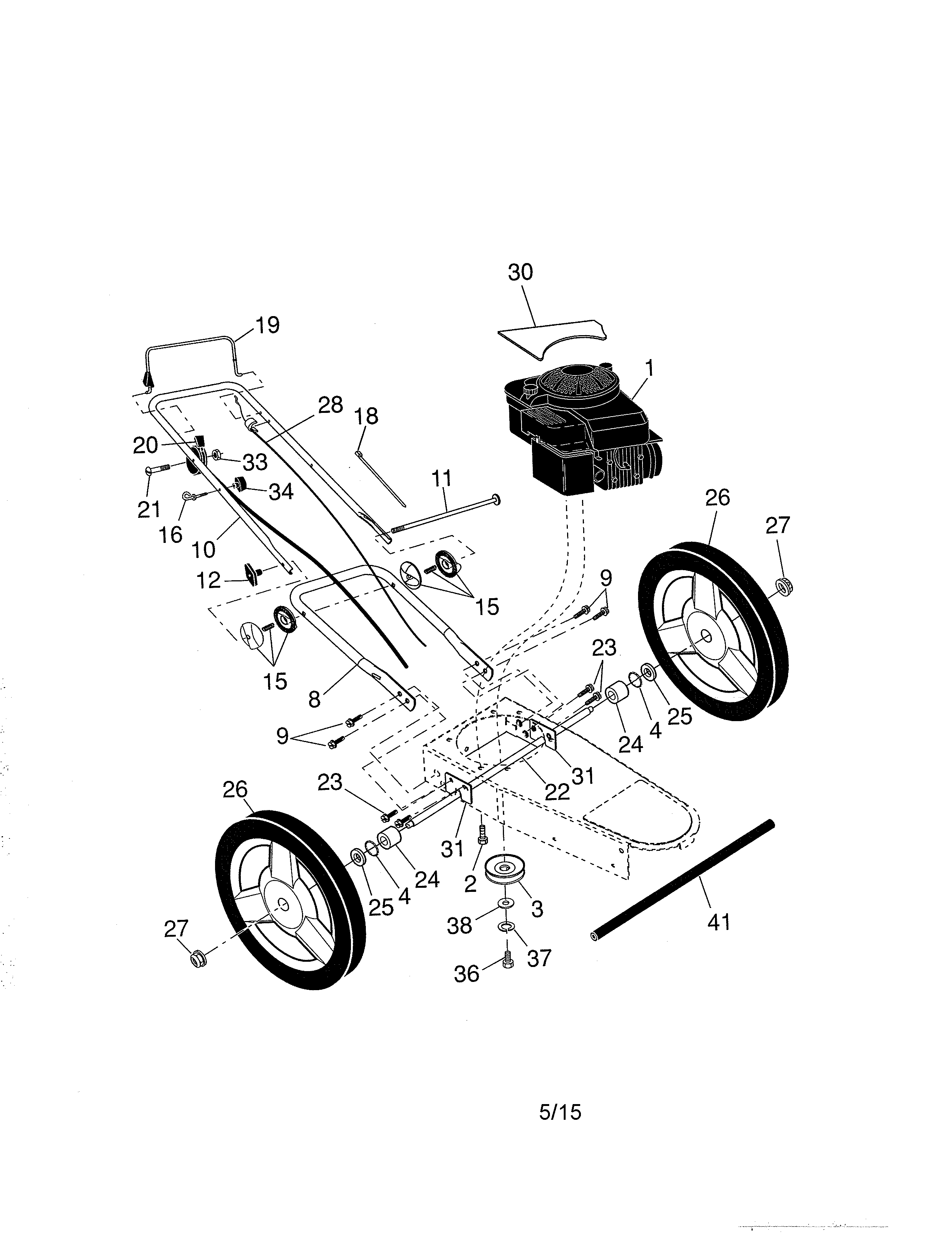Engine/handle/wheels