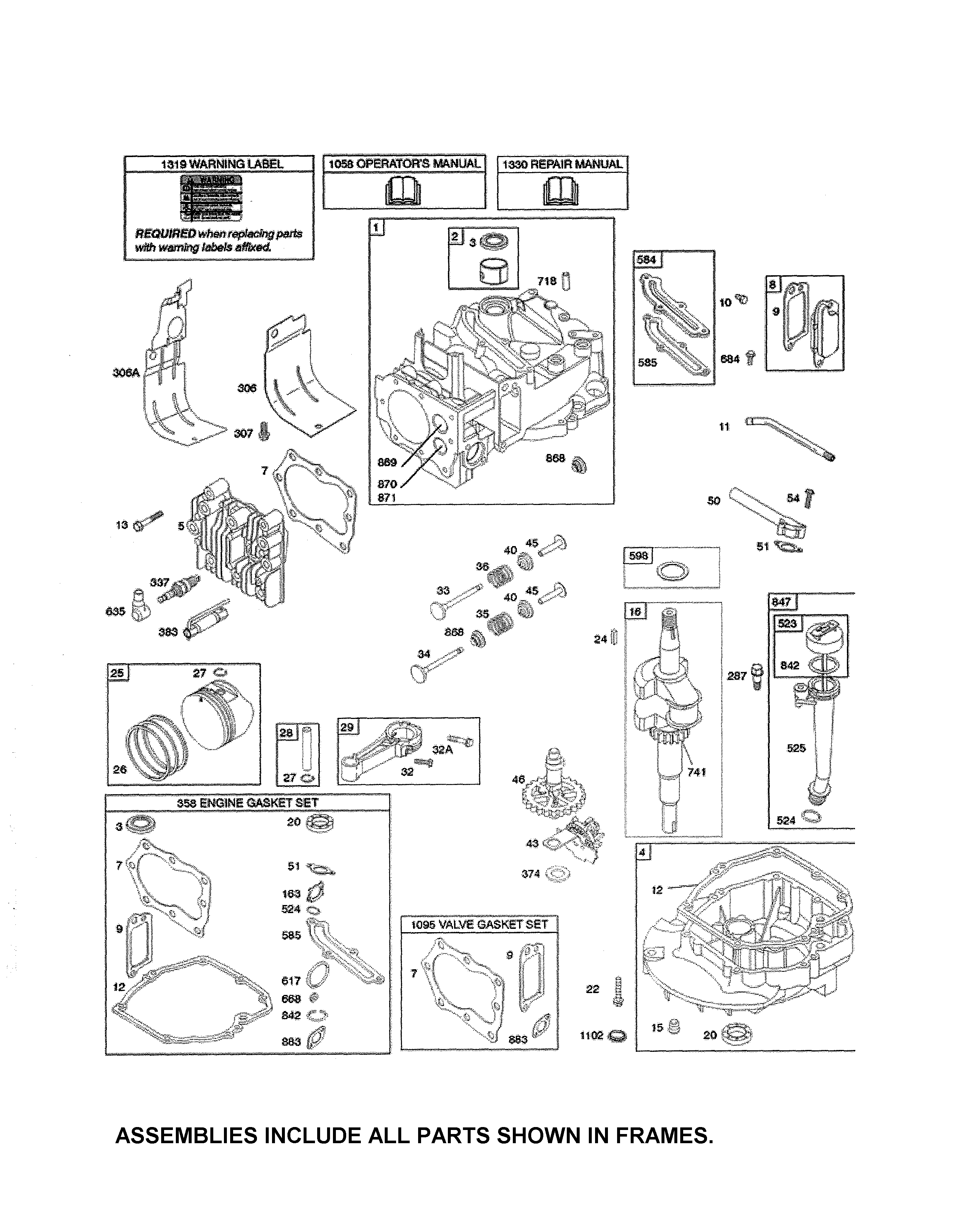 Cylinder/crankshaft/sump