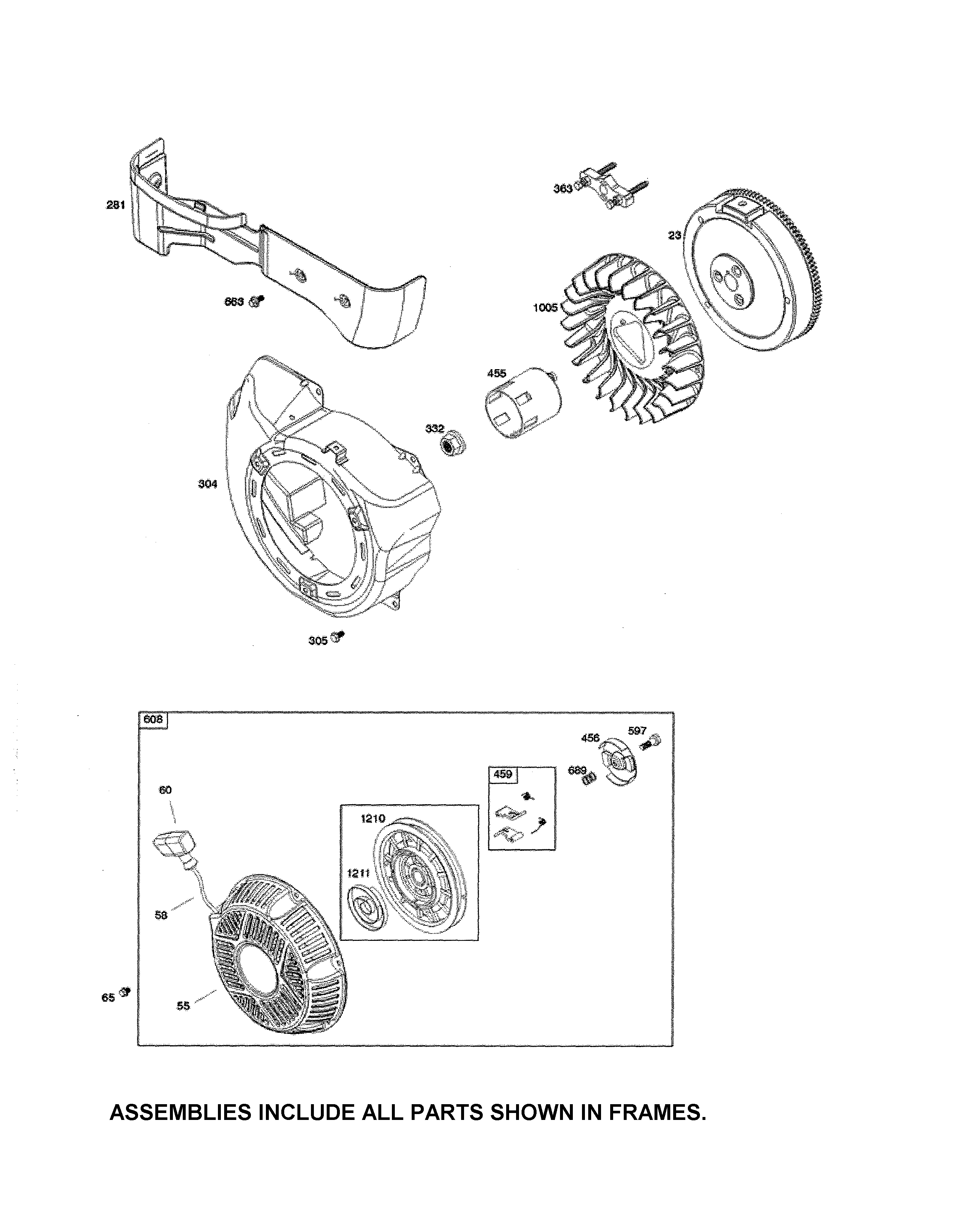 Blower housing/rewind starter