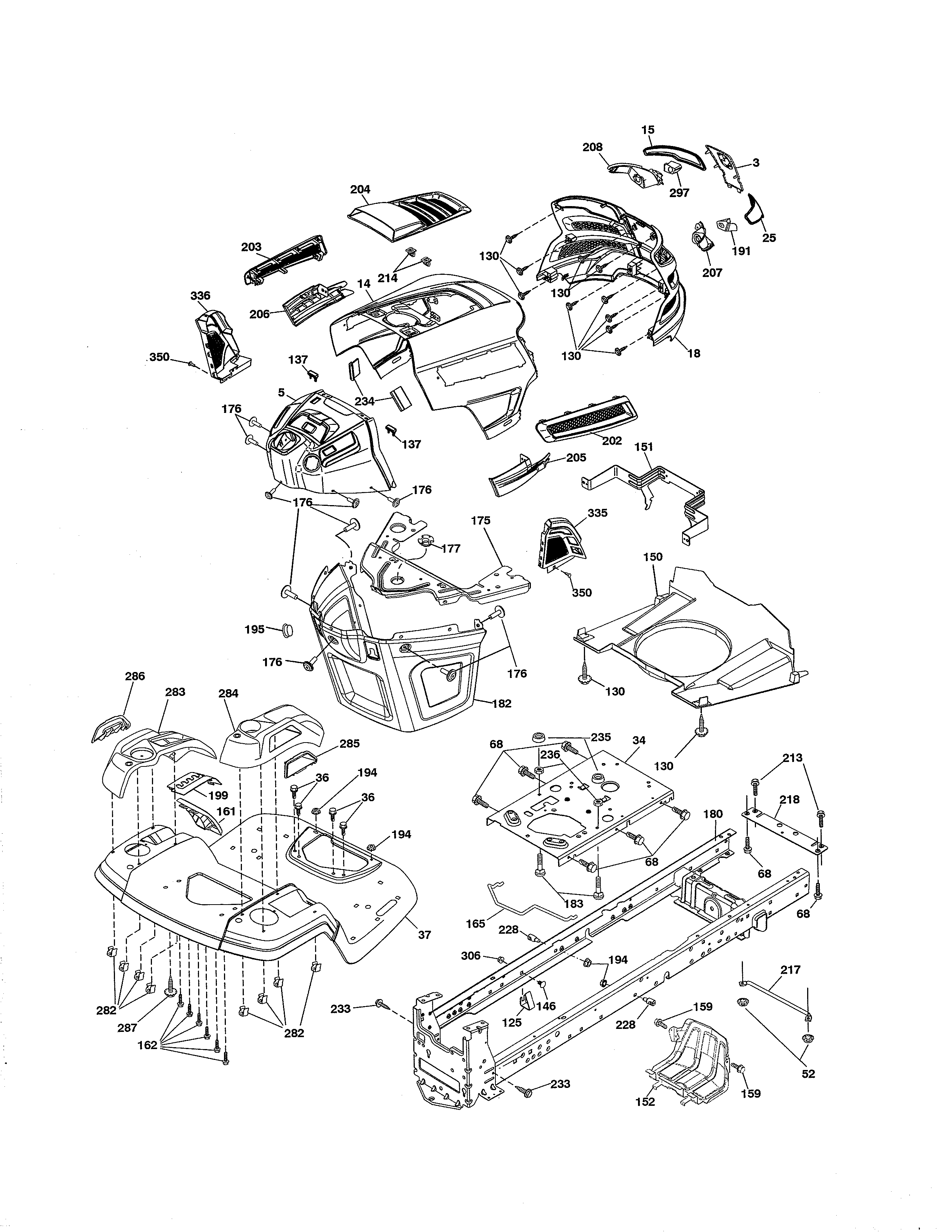 Husqvarna YTH24V48-96043018200 front-engine lawn tractor Parts ...