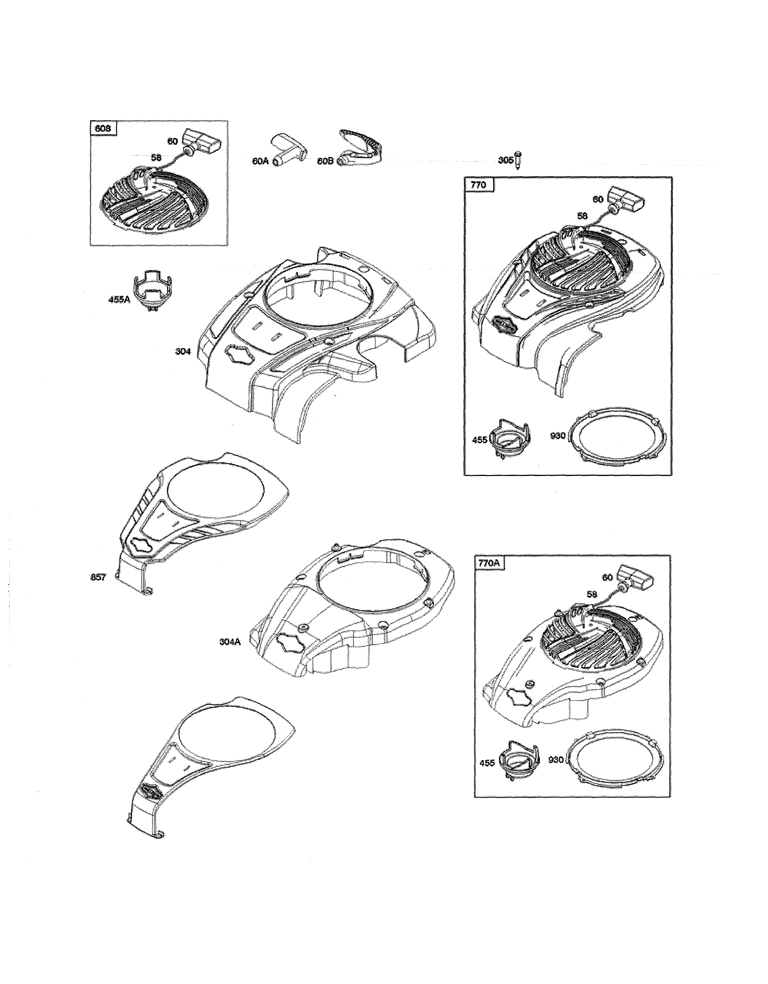 Blower housing/rewind starter