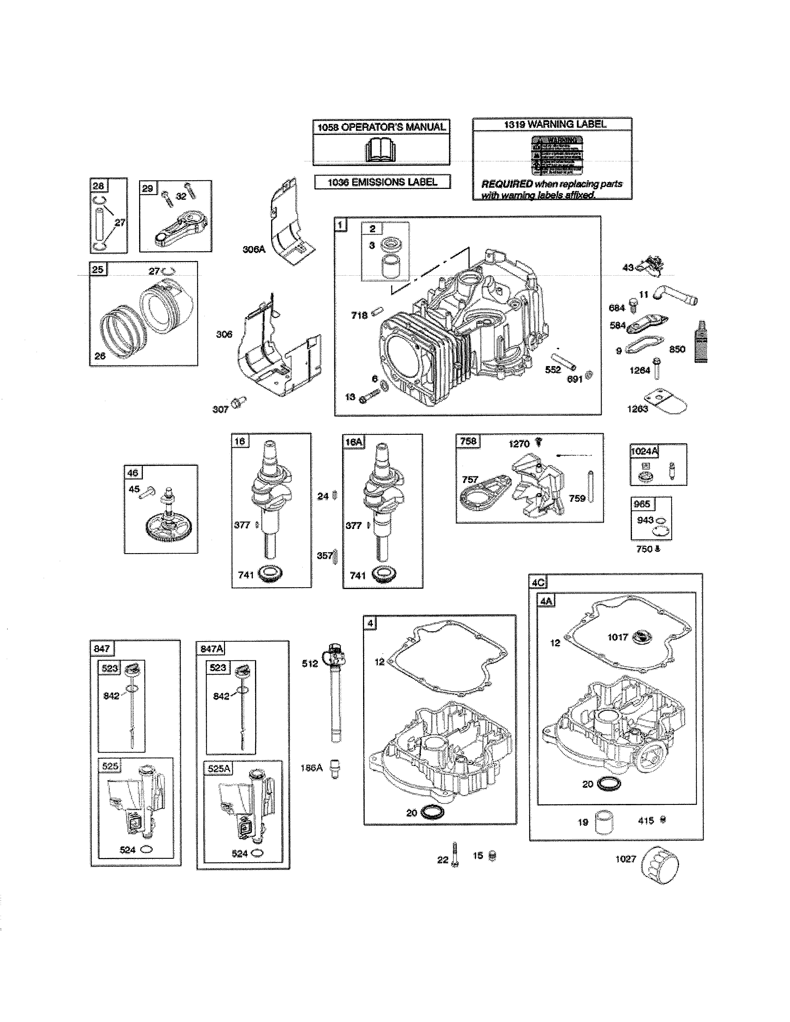Cylinder/crankshaft/sump