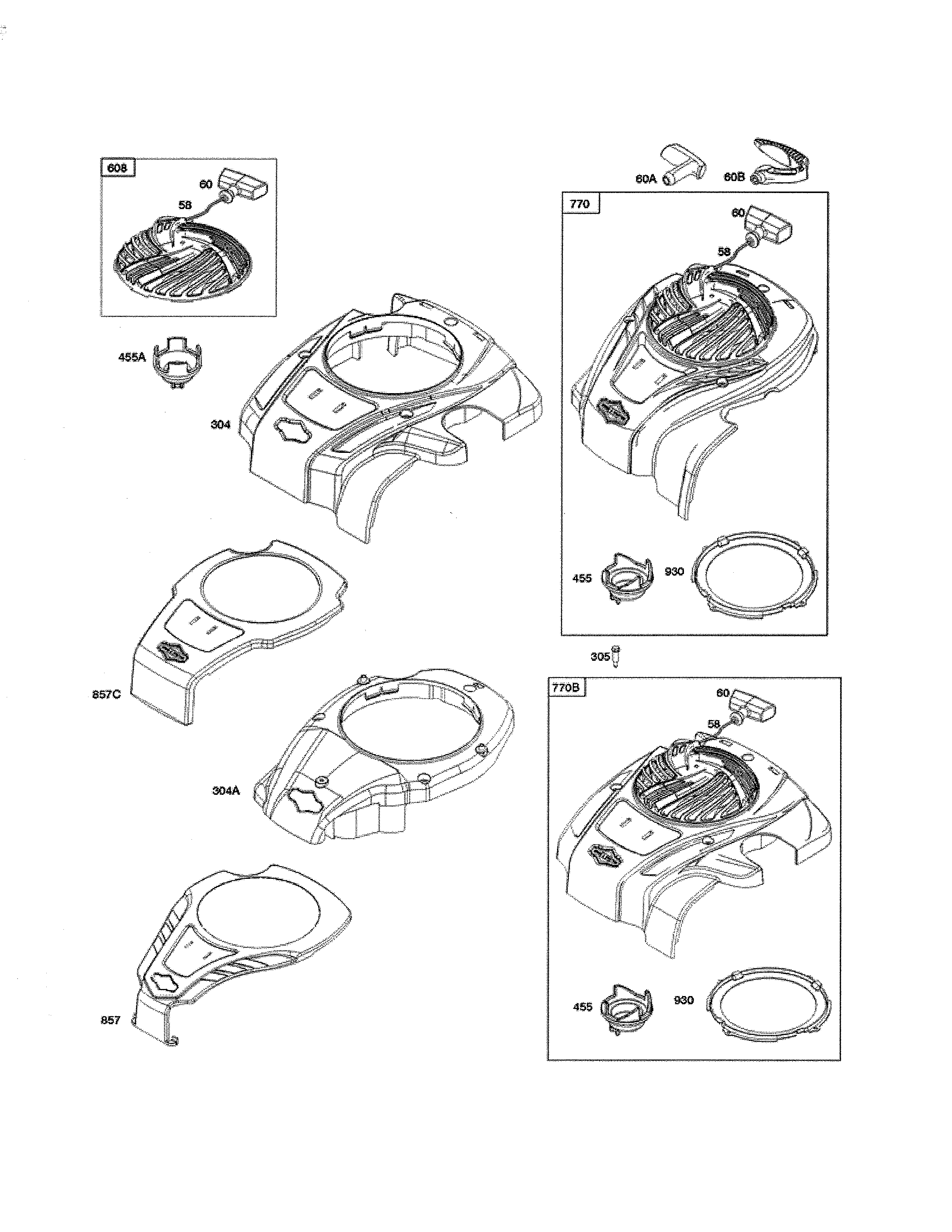 Blower housing/rewind starter