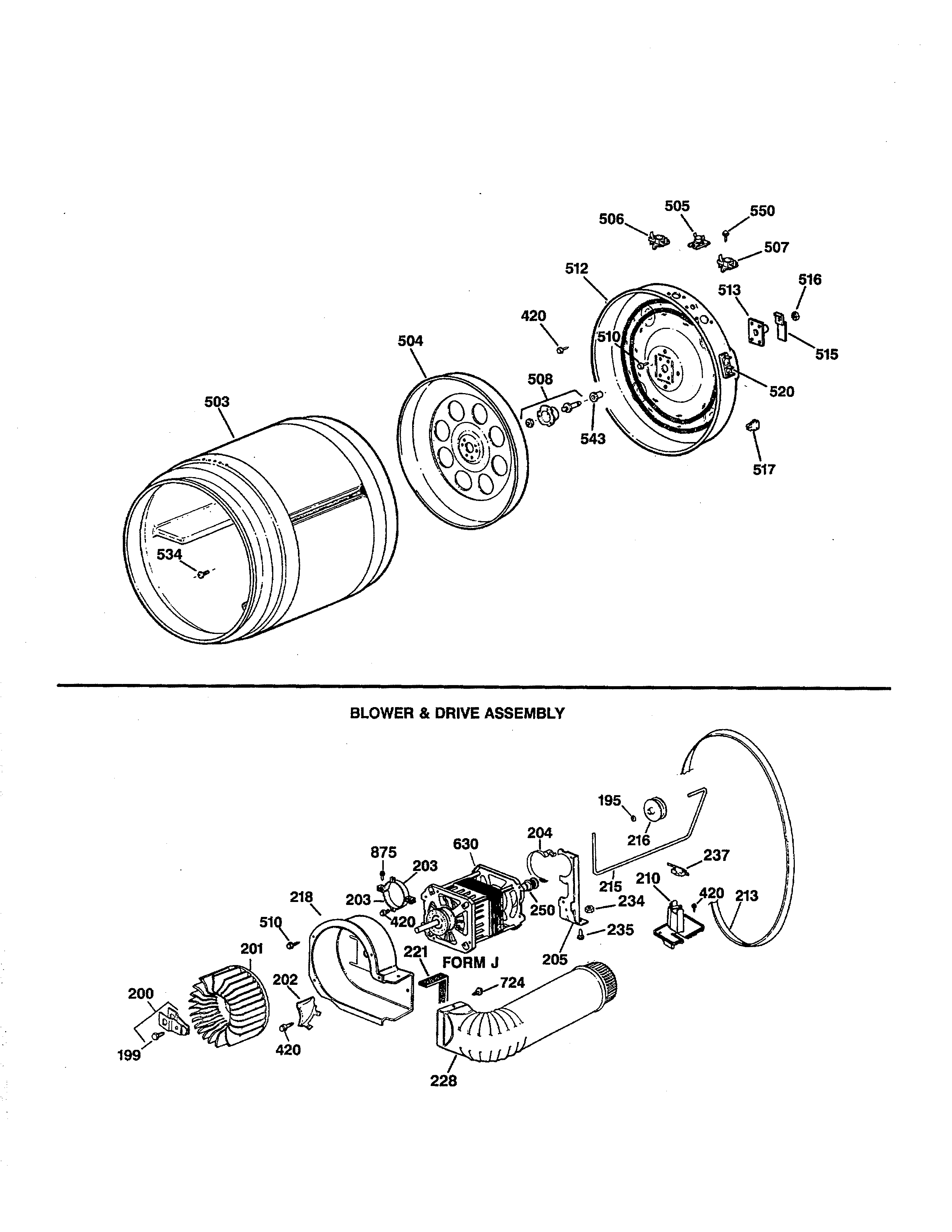 Drum/blower/drive