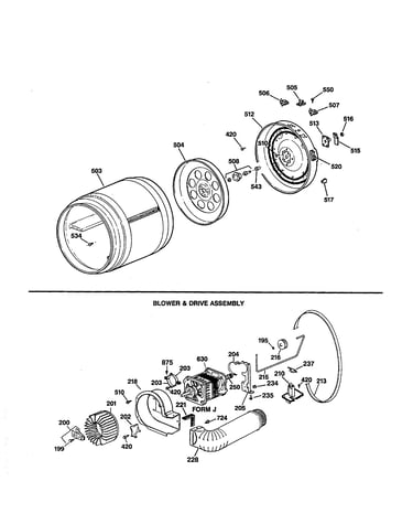 Drum/blower/drive