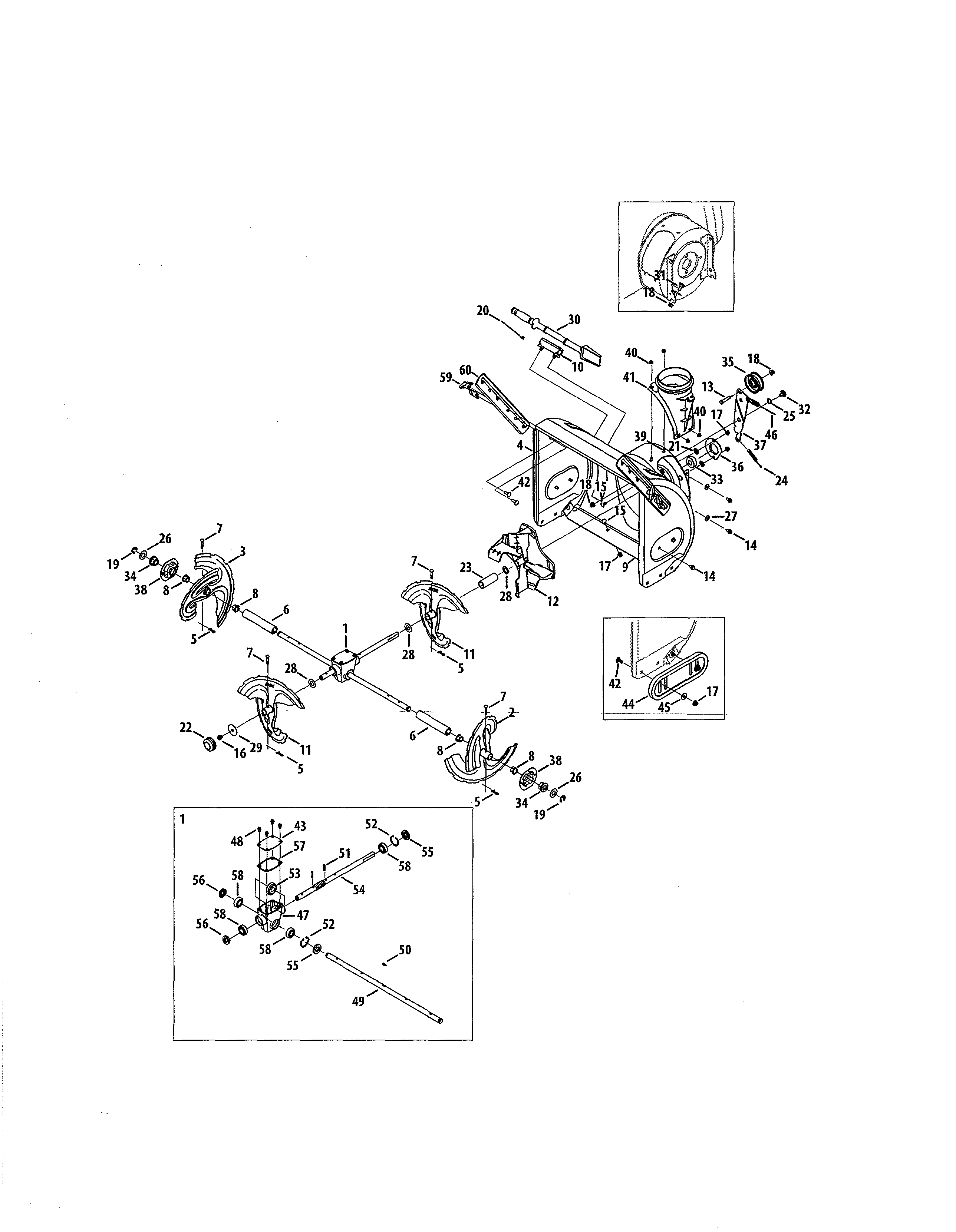 Auger/spiral/gearbox