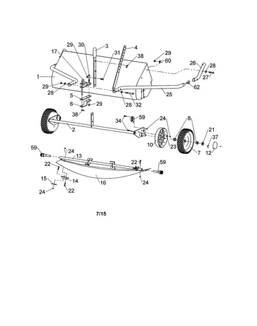 Sweeper housing/brush axle/wheels