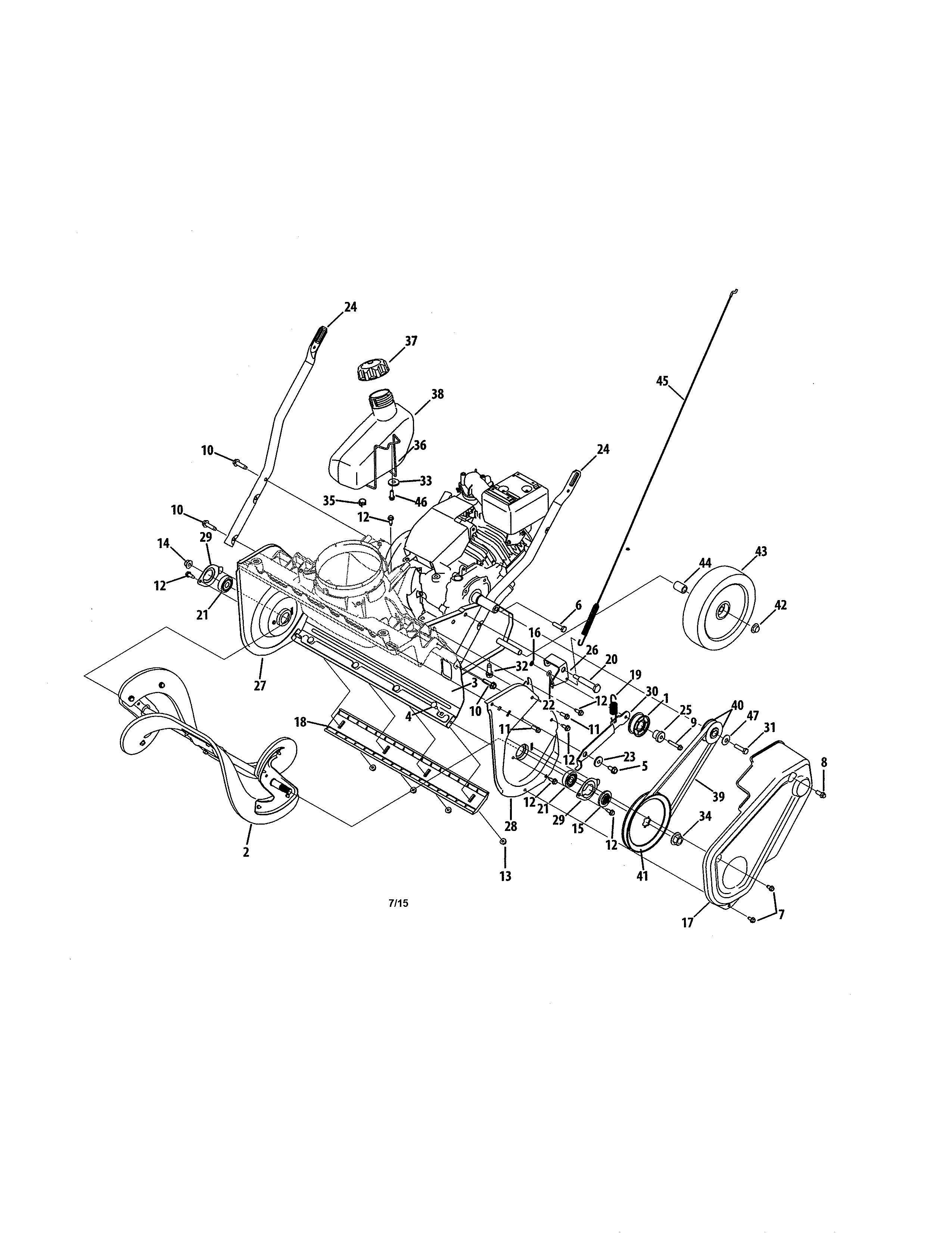Auger housing/fuel tank/wheels