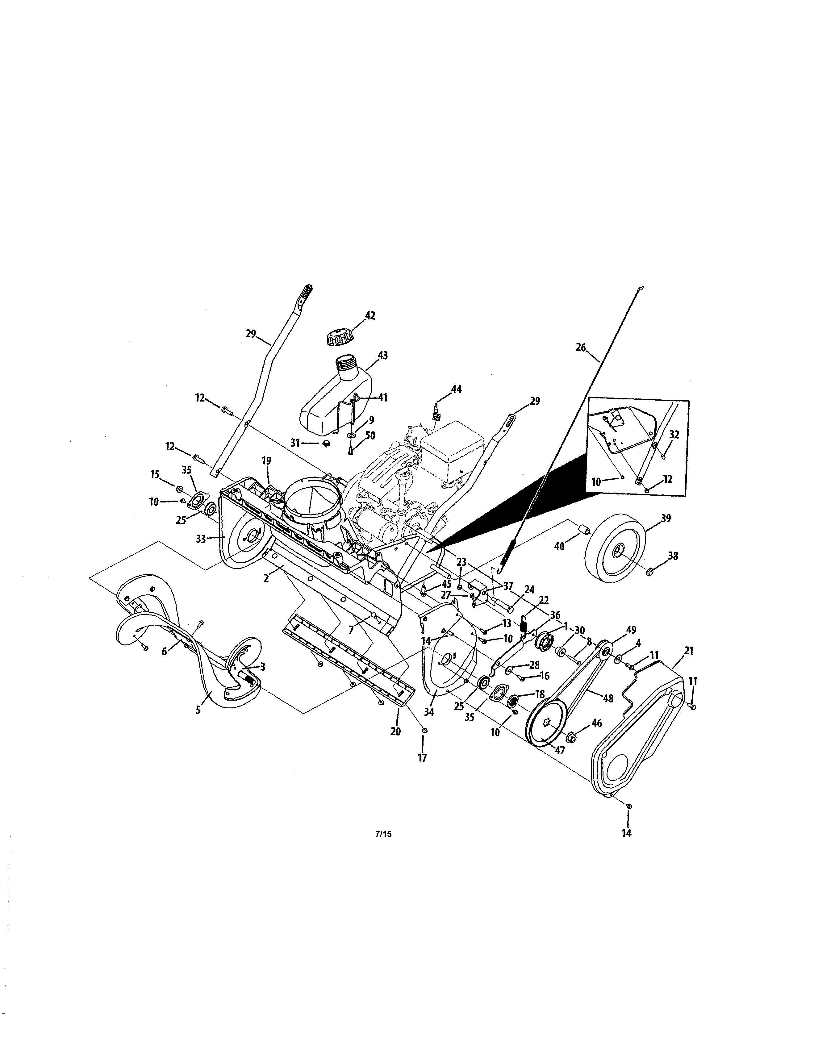 Auger housing/fuel tank/wheels