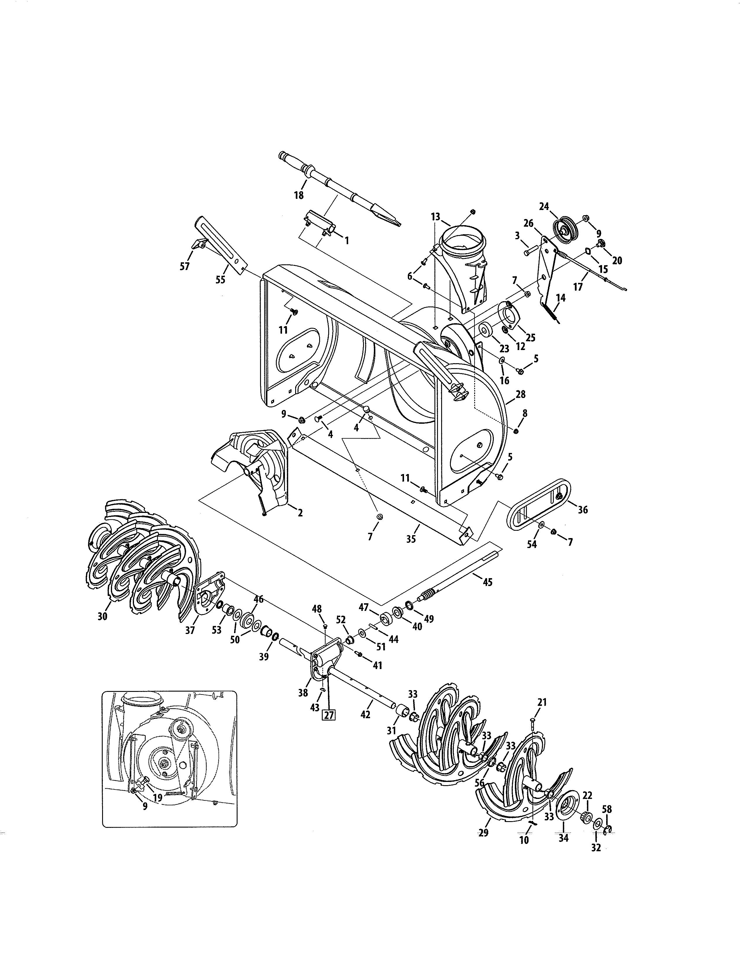 Spiral/auger housing