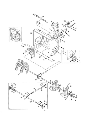 Spiral/auger housing/gearbox