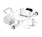 Poulan 44761 drive control/gear case/wheels diagram