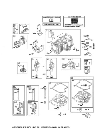 Crankshaft/cylinder/sump