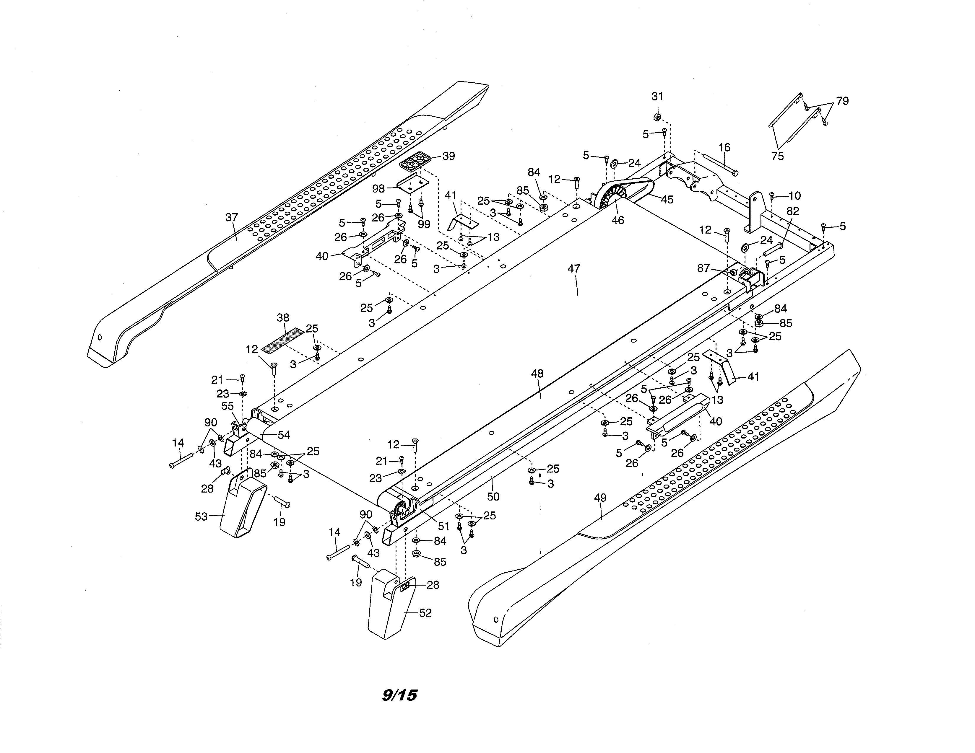 Walking belt/foot rails