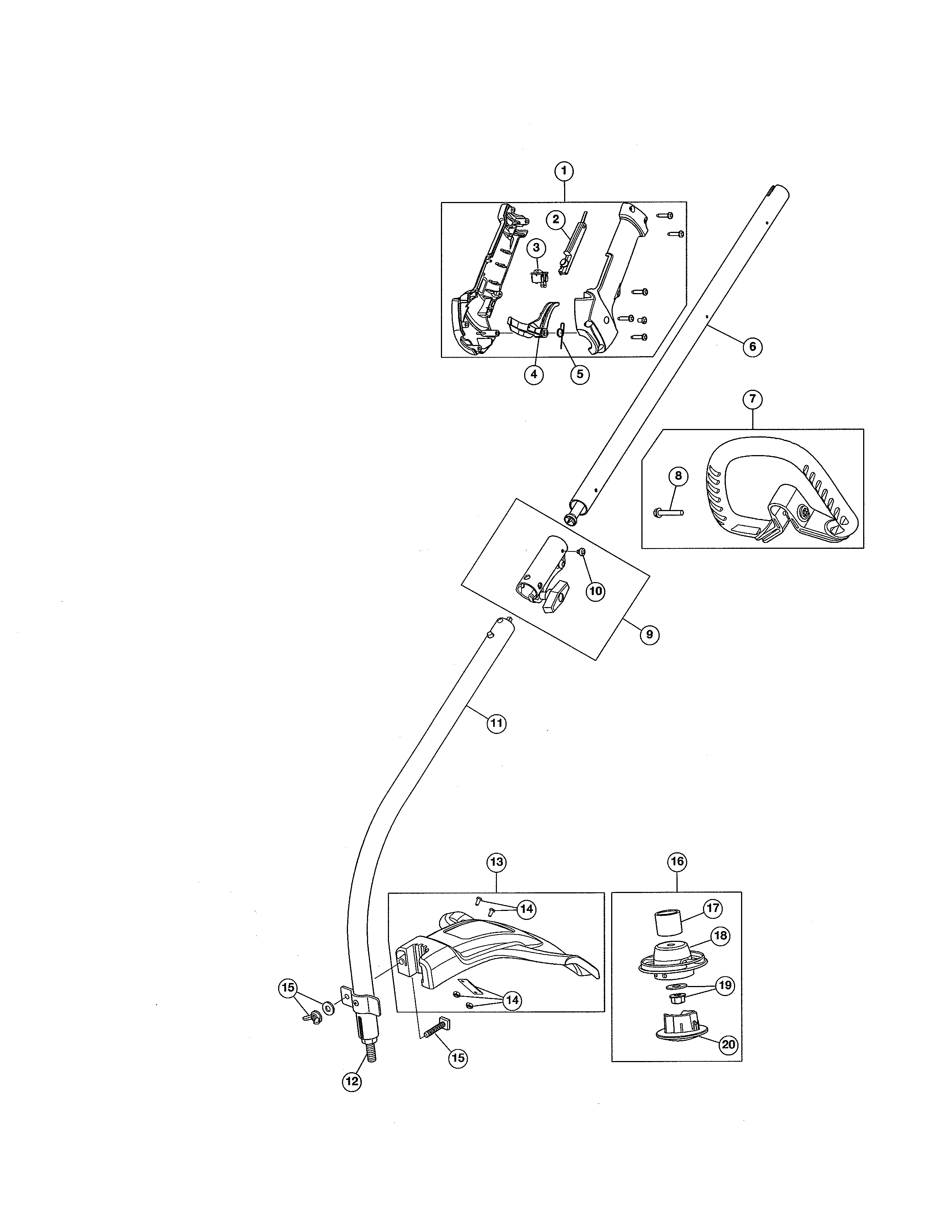 Shaft/handle/shield