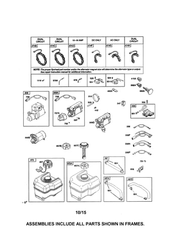 Alternator/fuel tank/motor-starter