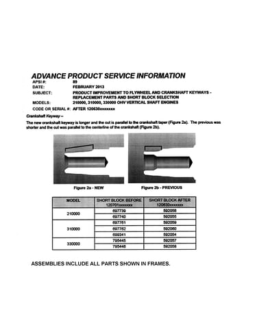 Short block info-advance product service info